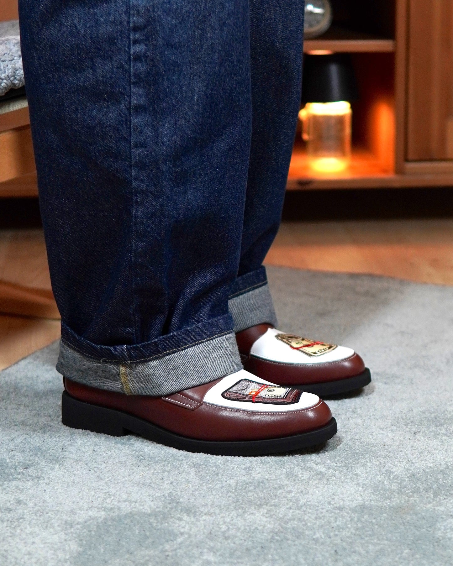Dára Bills Auburn + White Penny Loafer - Pre Order