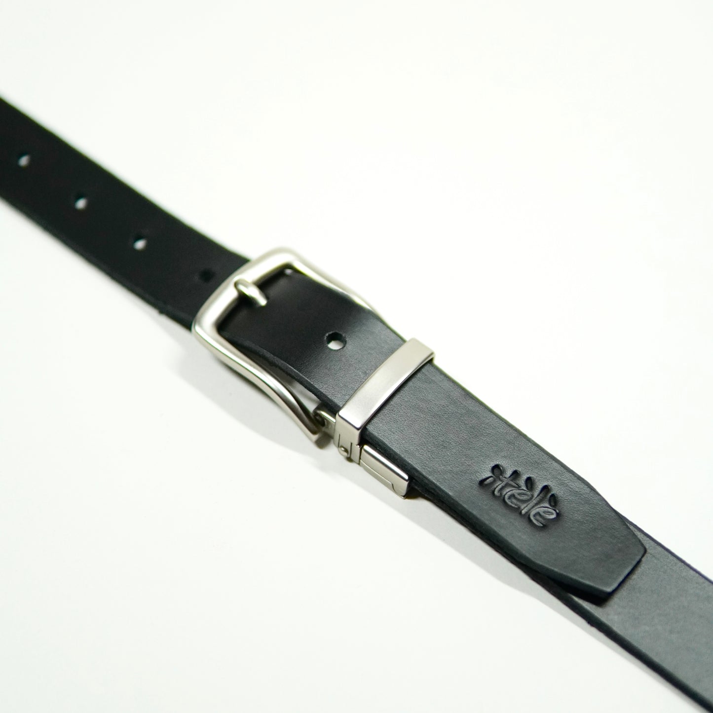 Leather belt silver buckle