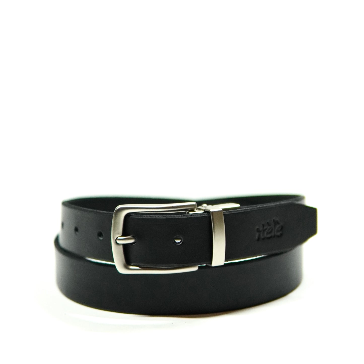 Leather belt silver buckle