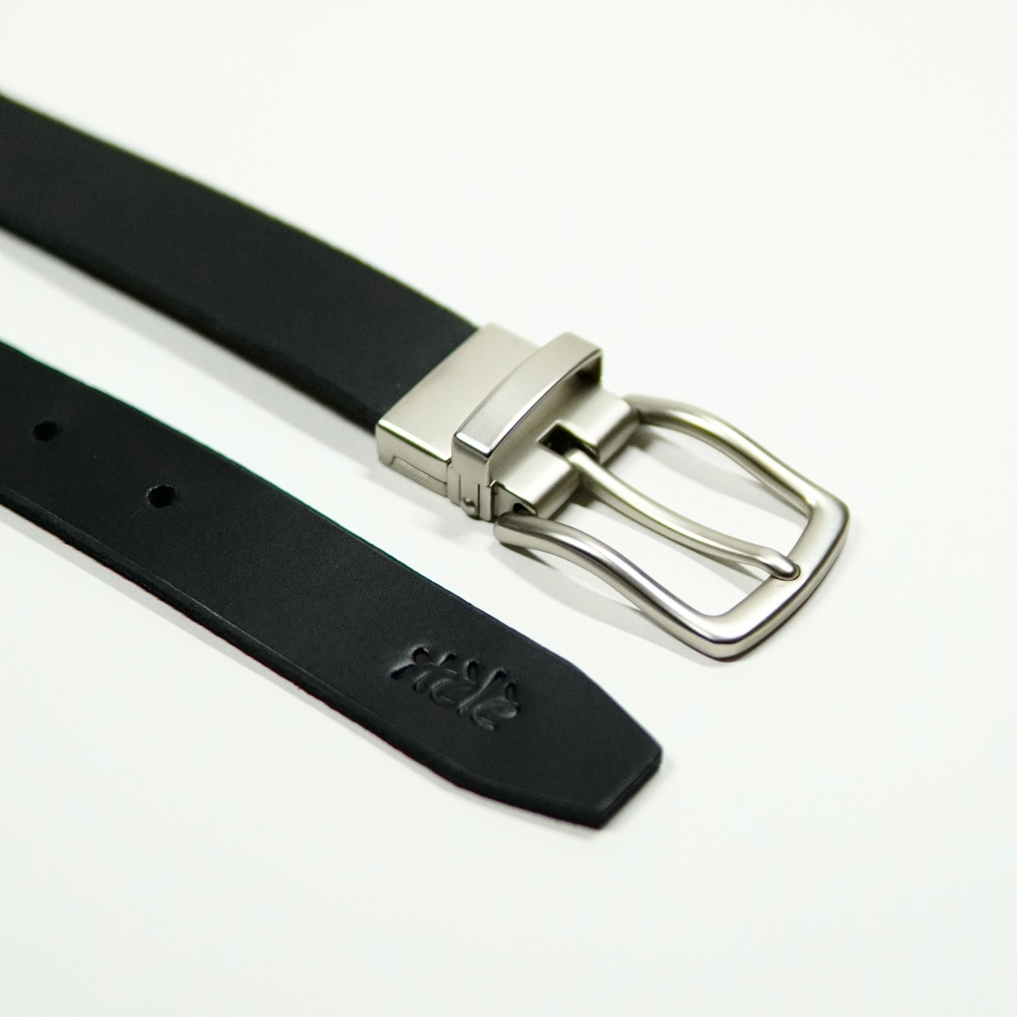 Leather belt silver buckle