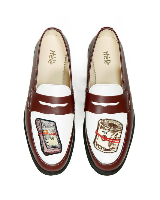Dára Bills  Auburn + White Penny Loafer - Pre Order